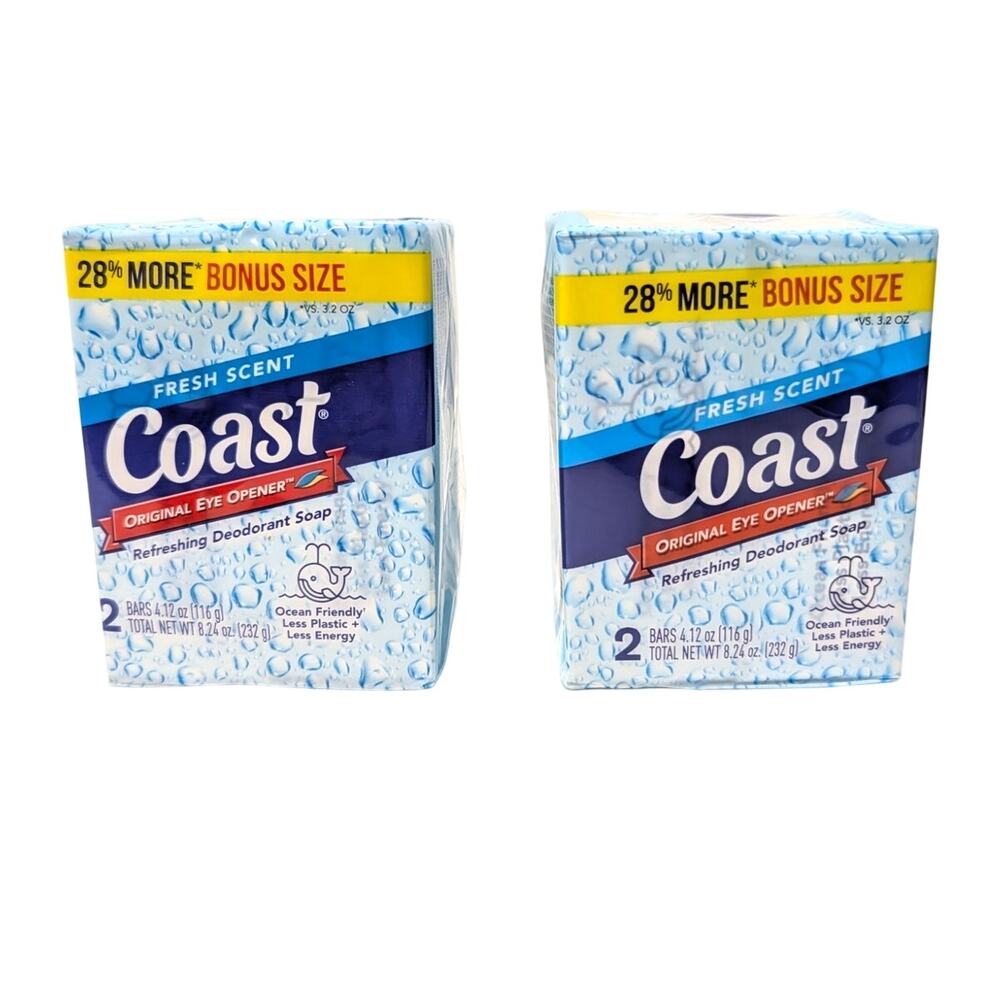 4 Coast Deodorant Soap Bar Fresh Scent Original Eye Opener 4.12 oz Each Sealed